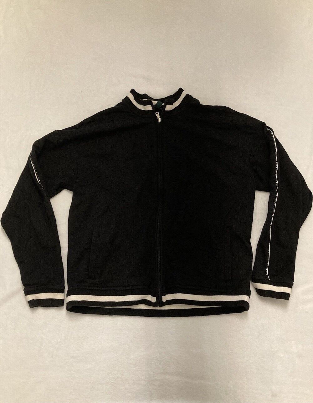 Lauren Ralph Lauren Full Zip Tracksuit Jacket Mock Neck LS Pocket Black Sz Large